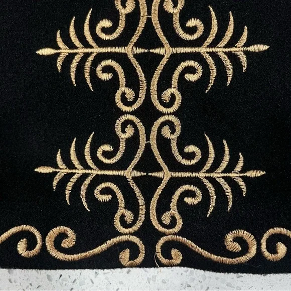 Elegant Holley Bracken Gold Embroidered Black Dress Women’s Size Small - Picture 4 of 8